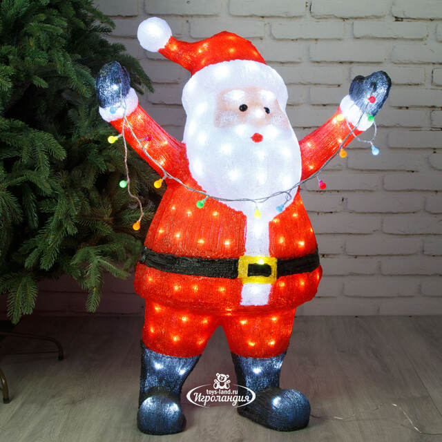 Светодиодная фигура Санта Клаус - Приближение Рождества 88 см, 180 LED ламп, мерцание, IP44, уцененная Kaemingk (Кейминг)