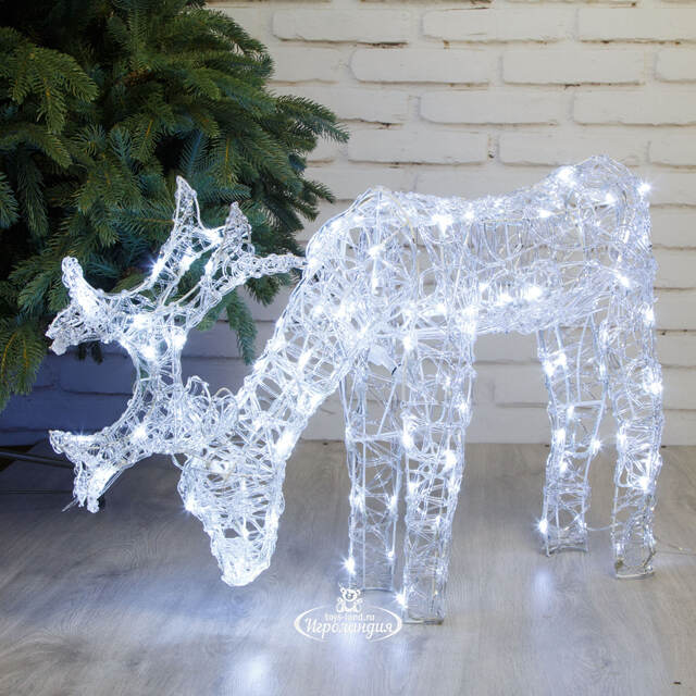 Светящийся олень Juno Deer 83*53 см, 100 холодных белых LED ламп с мерцанием, IP44 Kaemingk