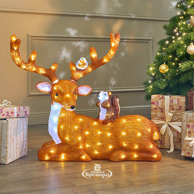 Светодиодная фигура Лесные Друзья 66 см, 140 холодных белых LED ламп, таймер, IP44 Kaemingk