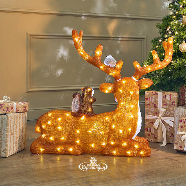 Светодиодная фигура Лесные Друзья 66 см, 140 холодных белых LED ламп, таймер, IP44 Kaemingk