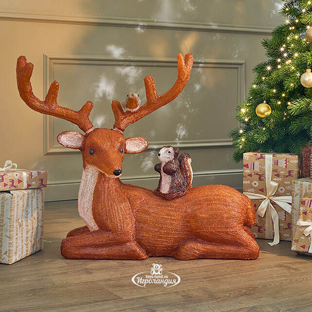 Светодиодная фигура Лесные Друзья 66 см, 140 холодных белых LED ламп, таймер, IP44 Kaemingk