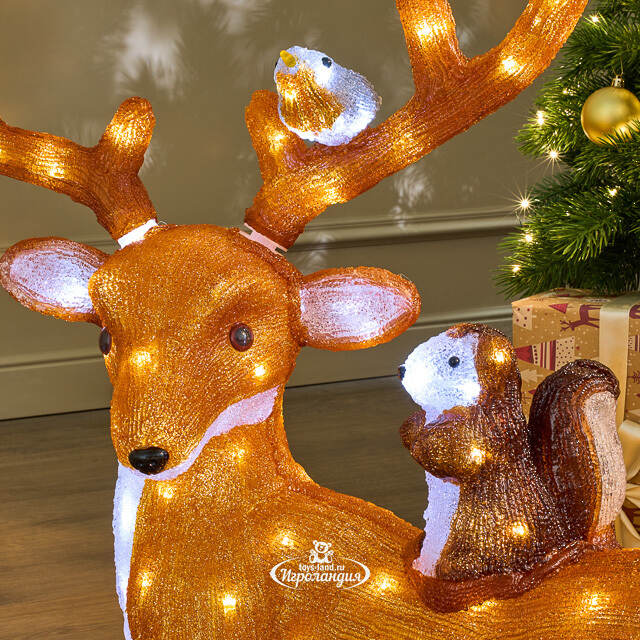 Светодиодная фигура Лесные Друзья 66 см, 140 холодных белых LED ламп, таймер, IP44 Kaemingk