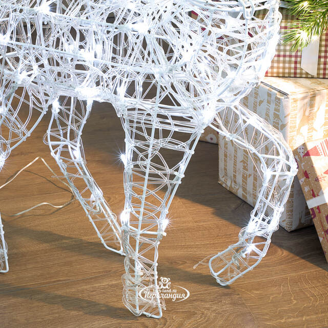 Светящийся олень Гастон 94 см, 100 холодных белых LED ламп с мерцанием, таймер, IP44 Kaemingk