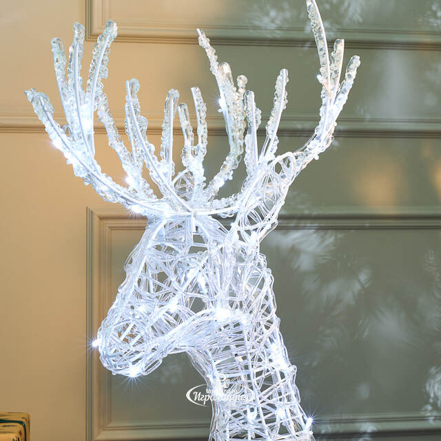 Светящийся олень Гастон 94 см, 100 холодных белых LED ламп с мерцанием, таймер, IP44 Kaemingk