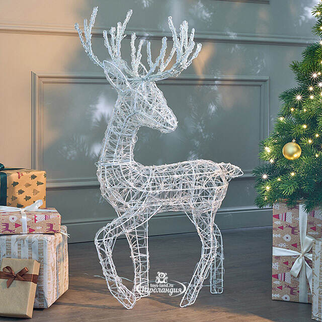 Светящийся олень Гастон 94 см, 100 холодных белых LED ламп с мерцанием, таймер, IP44 Kaemingk