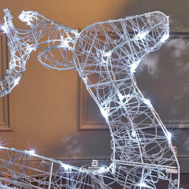 Светящаяся плоская фигура Олень Фостер 89 см, 60 холодных белых LED ламп с мерцанием, таймер, IP44 Kaemingk