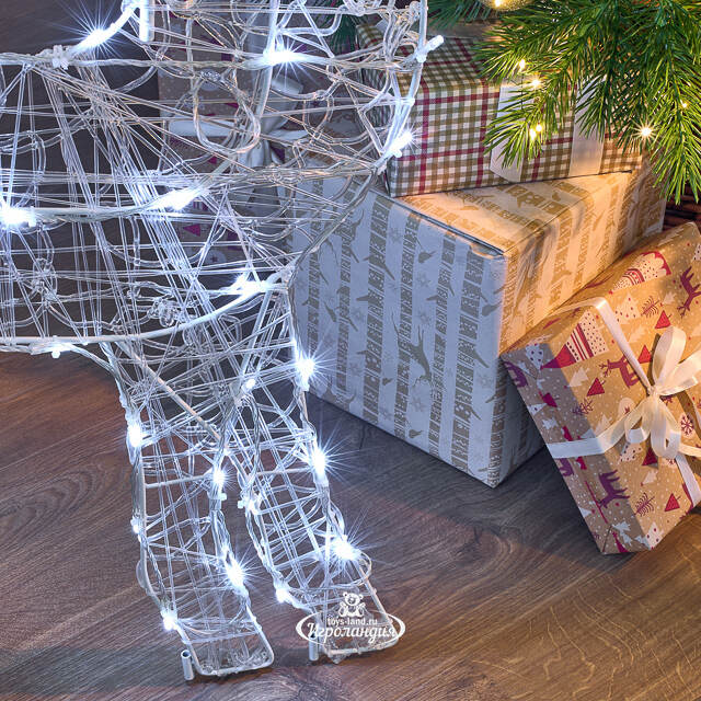 Светящаяся плоская фигура Олень Фостер 89 см, 60 холодных белых LED ламп с мерцанием, таймер, IP44 Kaemingk