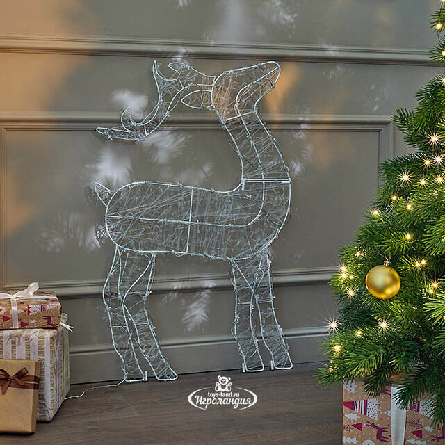 Светящаяся плоская фигура Олень Фостер 89 см, 60 теплых белых LED ламп с мерцанием, таймер, IP44 Kaemingk