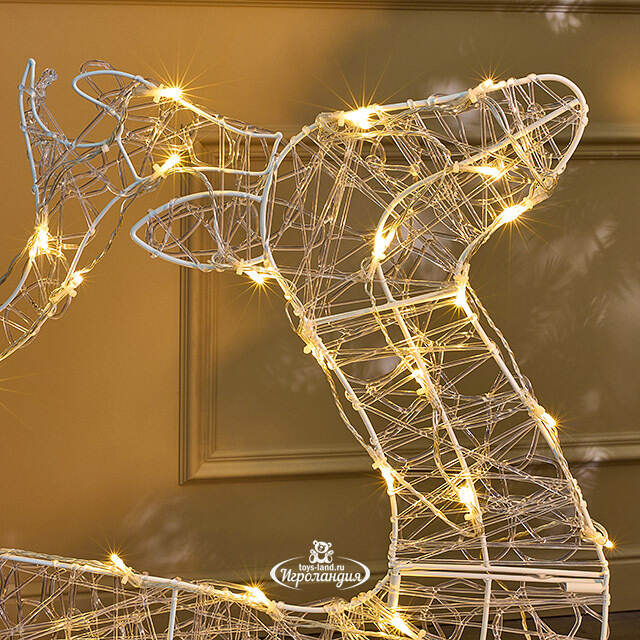 Светящаяся плоская фигура Олень Фостер 89 см, 60 теплых белых LED ламп с мерцанием, таймер, IP44 Kaemingk