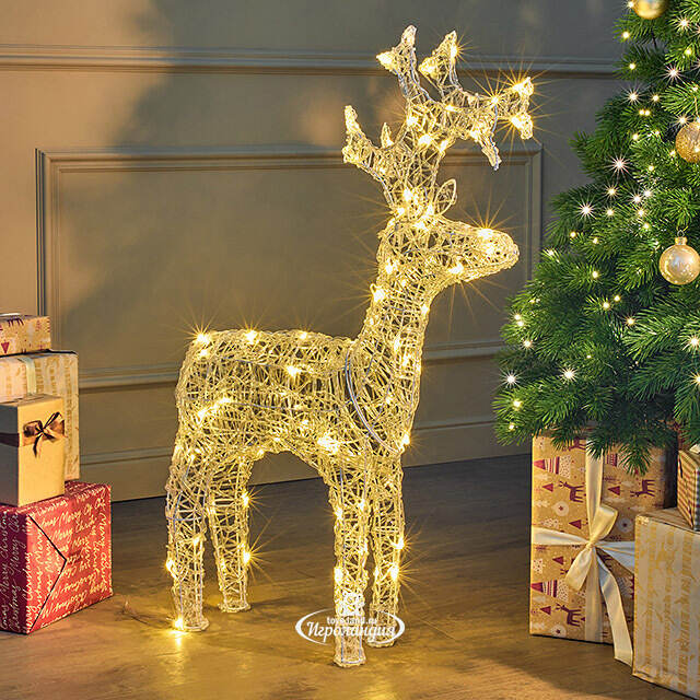 Светодиодный олень Бауэр 89 см, 80 теплых белых LED ламп, IP44 Kaemingk