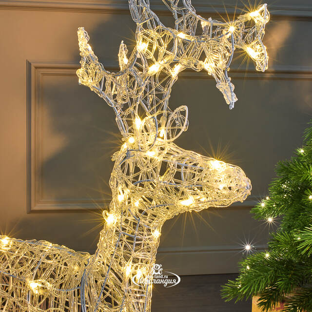 Светодиодный олень Бауэр 89 см, 80 теплых белых LED ламп, IP44 Kaemingk
