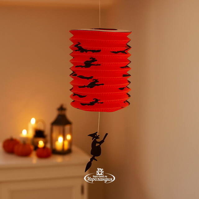 Подвесное украшение Хэллоуин - Бумажный Фонарик с ведьмой 25*15 см Koopman