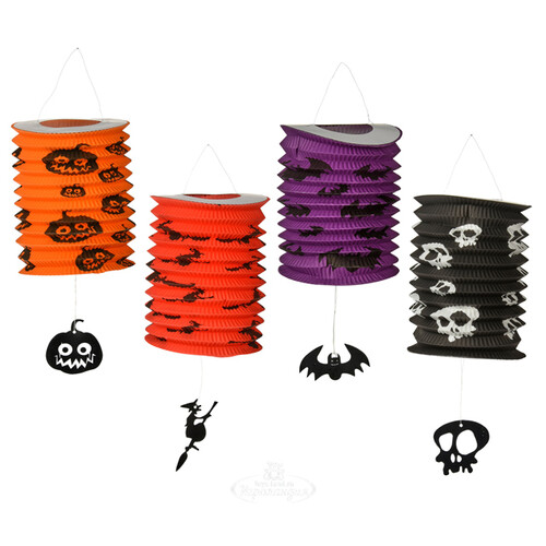 Подвесное украшение Хэллоуин - Бумажный Фонарик с летучей мышкой 25*15 см Koopman