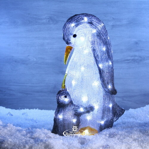 Акриловая фигура Пингвин с Малышом 47 см, 60 LED ламп, IP44 Kaemingk