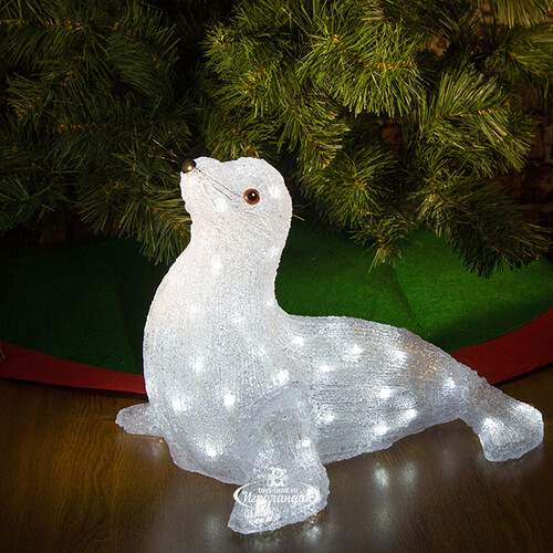 Морской лев светящийся, 44 см, уличный, акрил, 56 холодных белых LED ламп Kaemingk
