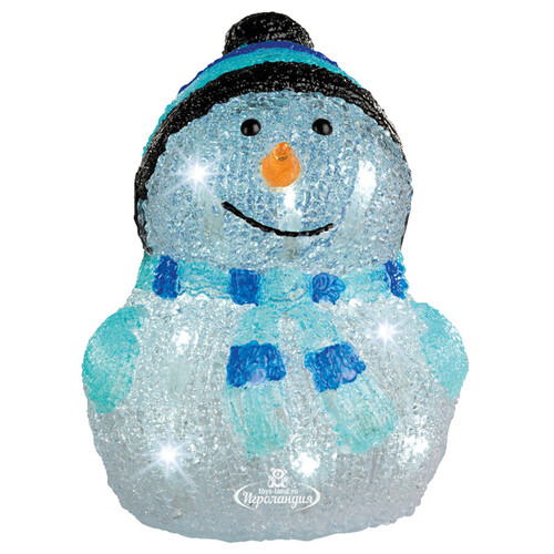 Светящаяся фигура Снеговик Frosty Blue 24 см, 20 LED ламп, на батарейках, IP44 Kaemingk
