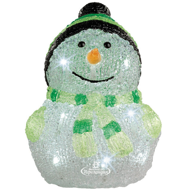 Светящаяся фигура Снеговик Frosty Green 24 см, 20 LED ламп, на батарейках, IP44 Kaemingk