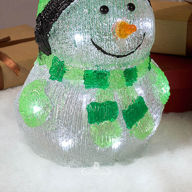 Светящаяся фигура Снеговик Frosty Green 24 см, 20 LED ламп, на батарейках, IP44 Kaemingk