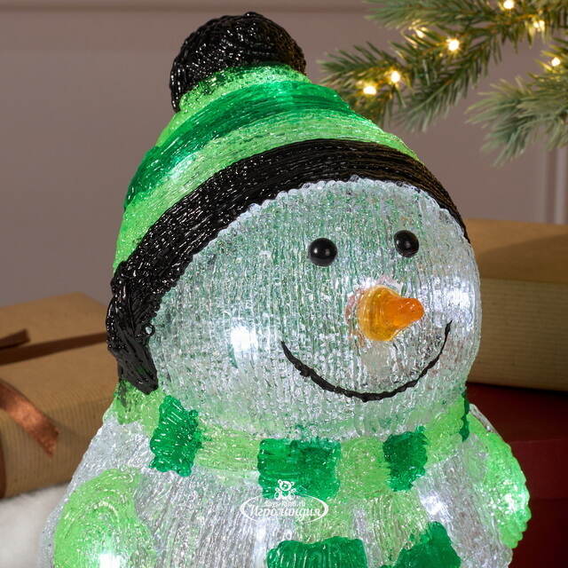 Светящаяся фигура Снеговик Frosty Green 24 см, 20 LED ламп, на батарейках, IP44 Kaemingk