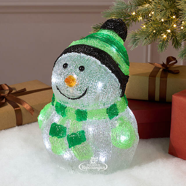Светящаяся фигура Снеговик Frosty Green 24 см, 20 LED ламп, на батарейках, IP44 Kaemingk