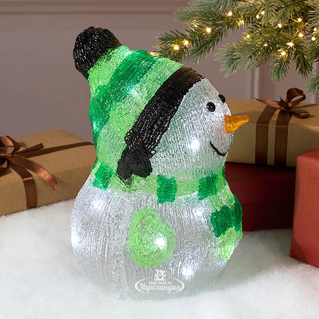 Светящаяся фигура Снеговик Frosty Green 24 см, 20 LED ламп, на батарейках, IP44 Kaemingk