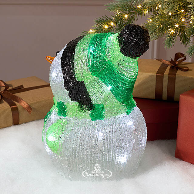 Светящаяся фигура Снеговик Frosty Green 24 см, 20 LED ламп, на батарейках, IP44 Kaemingk