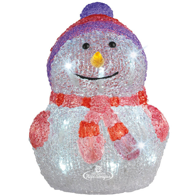 Светящаяся фигура Снеговик Frosty Violet 24 см, 20 LED ламп, на батарейках, IP44 Kaemingk