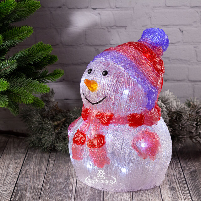 Светящаяся фигура Снеговик Frosty Violet 24 см, 20 LED ламп, на батарейках, IP44 Kaemingk