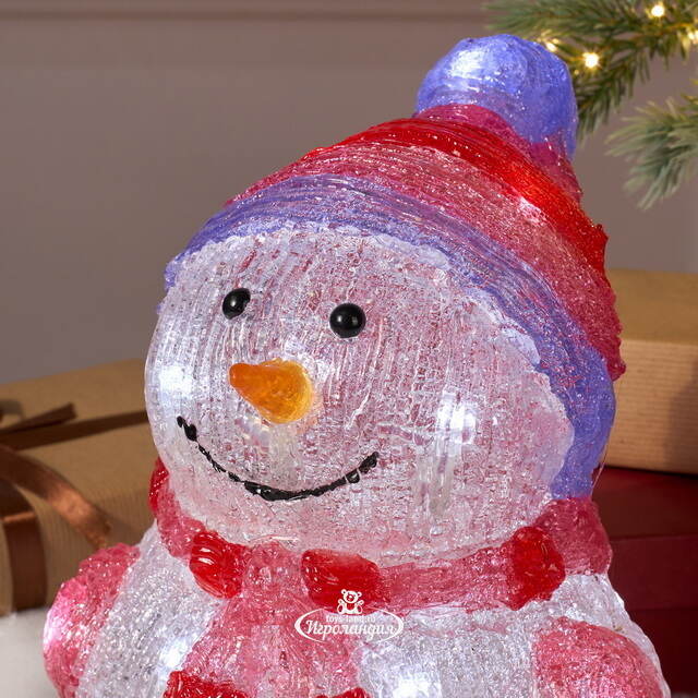 Светящаяся фигура Снеговик Frosty Violet 24 см, 20 LED ламп, на батарейках, IP44 Kaemingk