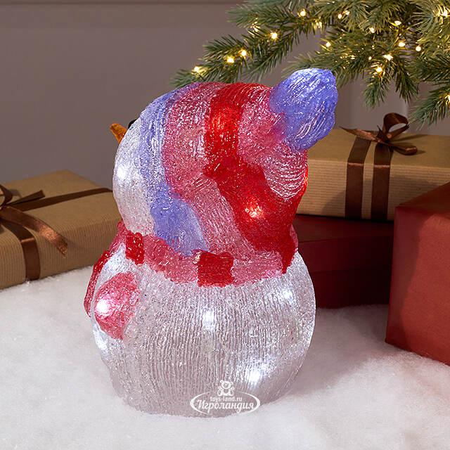 Светящаяся фигура Снеговик Frosty Violet 24 см, 20 LED ламп, на батарейках, IP44 Kaemingk