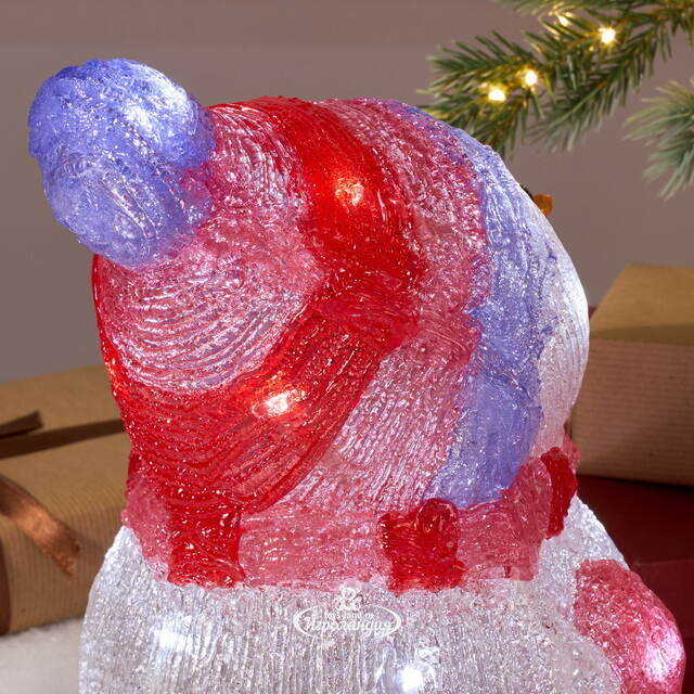 Светящаяся фигура Снеговик Frosty Violet 24 см, 20 LED ламп, на батарейках, IP44 Kaemingk