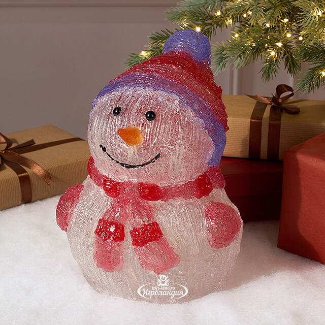 Светящаяся фигура Снеговик Frosty Violet 24 см, 20 LED ламп, на батарейках, IP44 Kaemingk