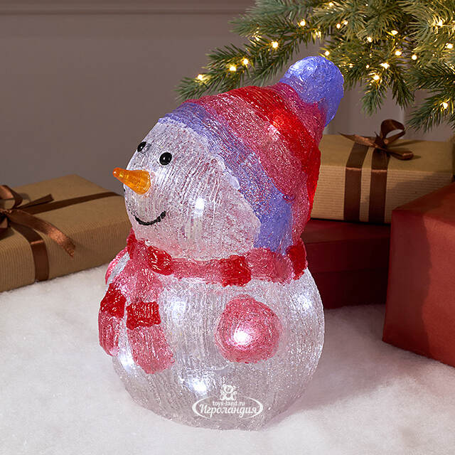 Светящаяся фигура Снеговик Frosty Violet 24 см, 20 LED ламп, на батарейках, IP44 Kaemingk