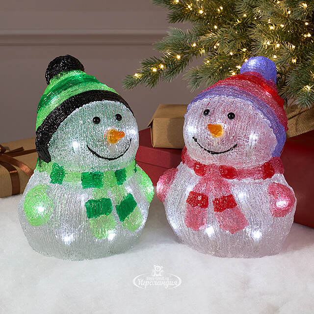 Светящаяся фигура Снеговик Frosty Violet 24 см, 20 LED ламп, на батарейках, IP44 Kaemingk