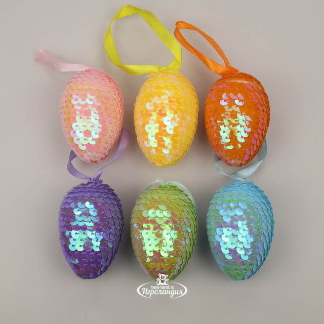 Пасхальные подвески Яйца - Color Easter 6 см, 6 шт Koopman