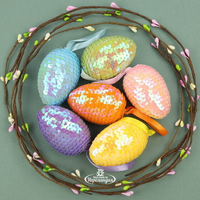 Пасхальные подвески Яйца - Color Easter 6 см, 6 шт Koopman