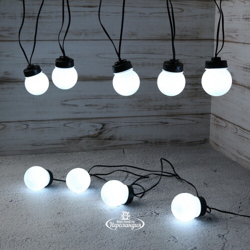 Гирлянда из лампочек Мона 20 ламп, холодные белые LED, 9.5 м, черный ПВХ, IP44 Kaemingk