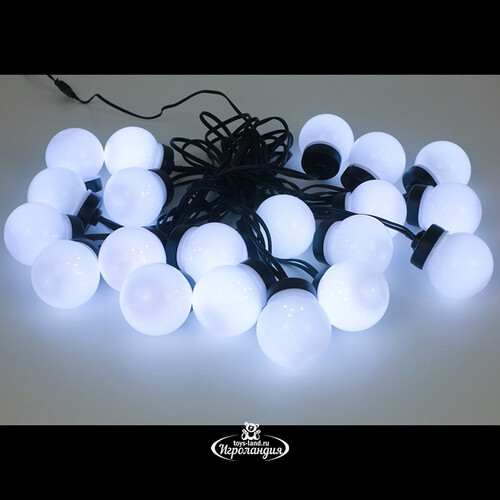 Гирлянда из лампочек Мона 20 ламп, холодные белые LED, 9.5 м, черный ПВХ, IP44 Kaemingk