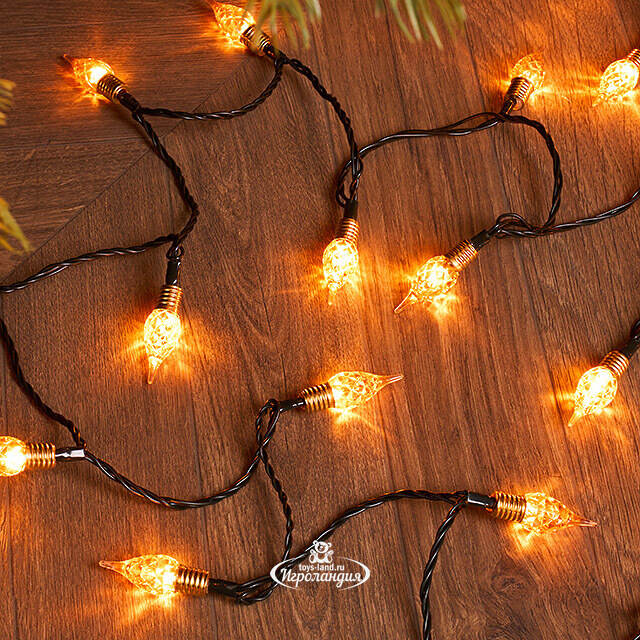 Светодиодная гирлянда Vintage Lights 24 м, 240 теплых белых LED ламп, зеленый ПВХ, контроллер, таймер, IP20 Kaemingk