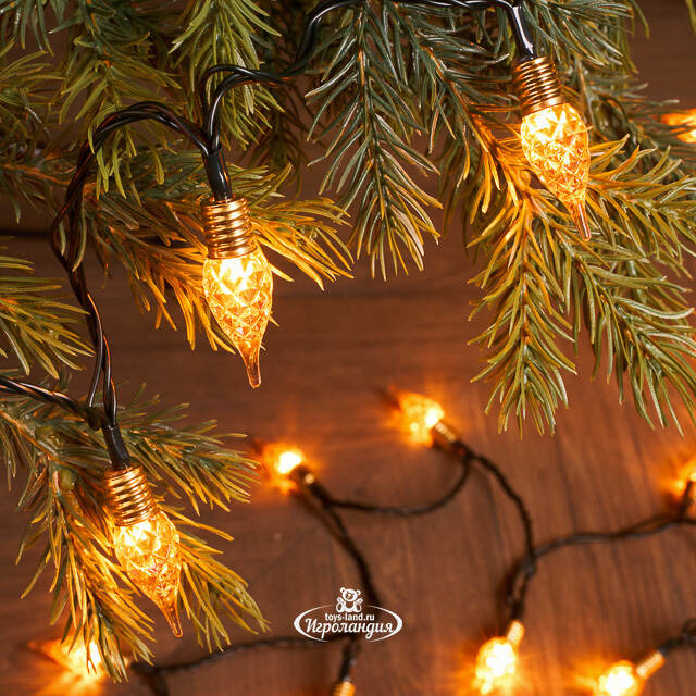 Светодиодная гирлянда Vintage Lights 24 м, 240 теплых белых LED ламп, зеленый ПВХ, контроллер, таймер, IP20 Kaemingk