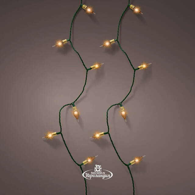 Светодиодная гирлянда Vintage Lights 24 м, 240 теплых белых LED ламп, зеленый ПВХ, контроллер, таймер, IP20 Kaemingk