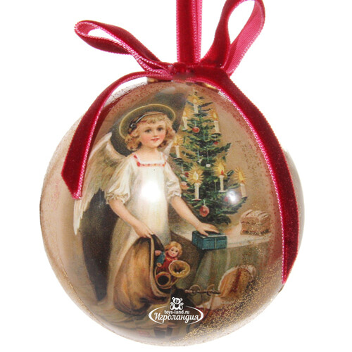 Елочный шар из папье-маше Рождественский Ангел 8 см ShiShi
