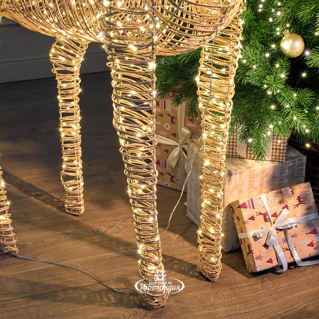 Светящийся олень Golden horns 180 см, 1320 теплых белых LED ламп, таймер, IP44 Kaemingk