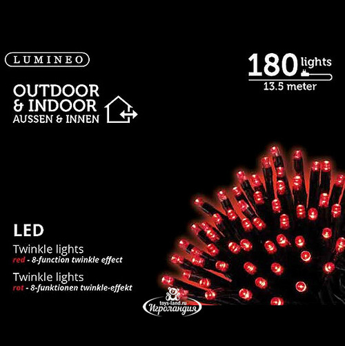 Светодиодная гирлянда нить Объемная 180 красных LED ламп 13.5 м, черный ПВХ, контроллер, IP44 Kaemingk