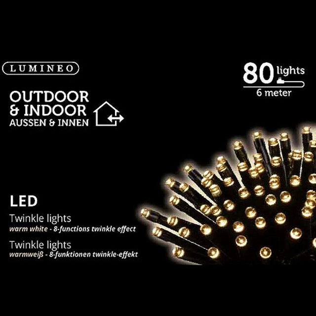 Светодиодная гирлянда нить Объемная 80 теплых белых LED ламп 6 м, черный ПВХ, контроллер, IP44 Kaemingk