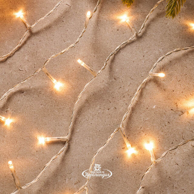 Светодиодная гирлянда нить Объемная 27 м, 360 теплых белых LED ламп, прозрачный ПВХ, контроллер, IP44 Kaemingk