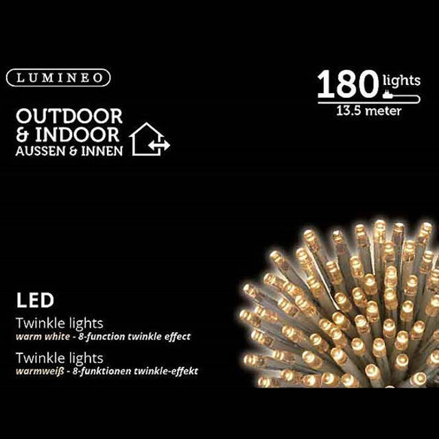Светодиодная гирлянда Объемная 13.5 м, 180 теплых белых LED ламп, прозрачный ПВХ, контроллер Kaemingk