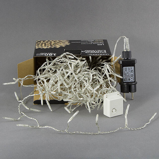 Светодиодная гирлянда Объемная 13.5 м, 180 теплых белых LED ламп, прозрачный ПВХ, контроллер Kaemingk