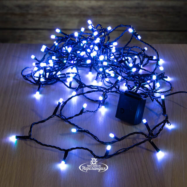 Светодиодная гирлянда нить Объемная, 9 м, 120 разноцветных RGB LED, черный ПВХ, таймер, IP44 Kaemingk