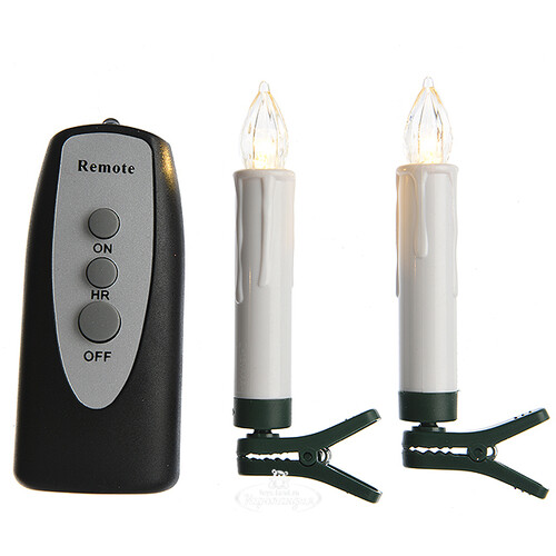Гирлянда Cвечи на пульте 10 свечей на клипсах, 10 см, таймер, IP20 Kaemingk